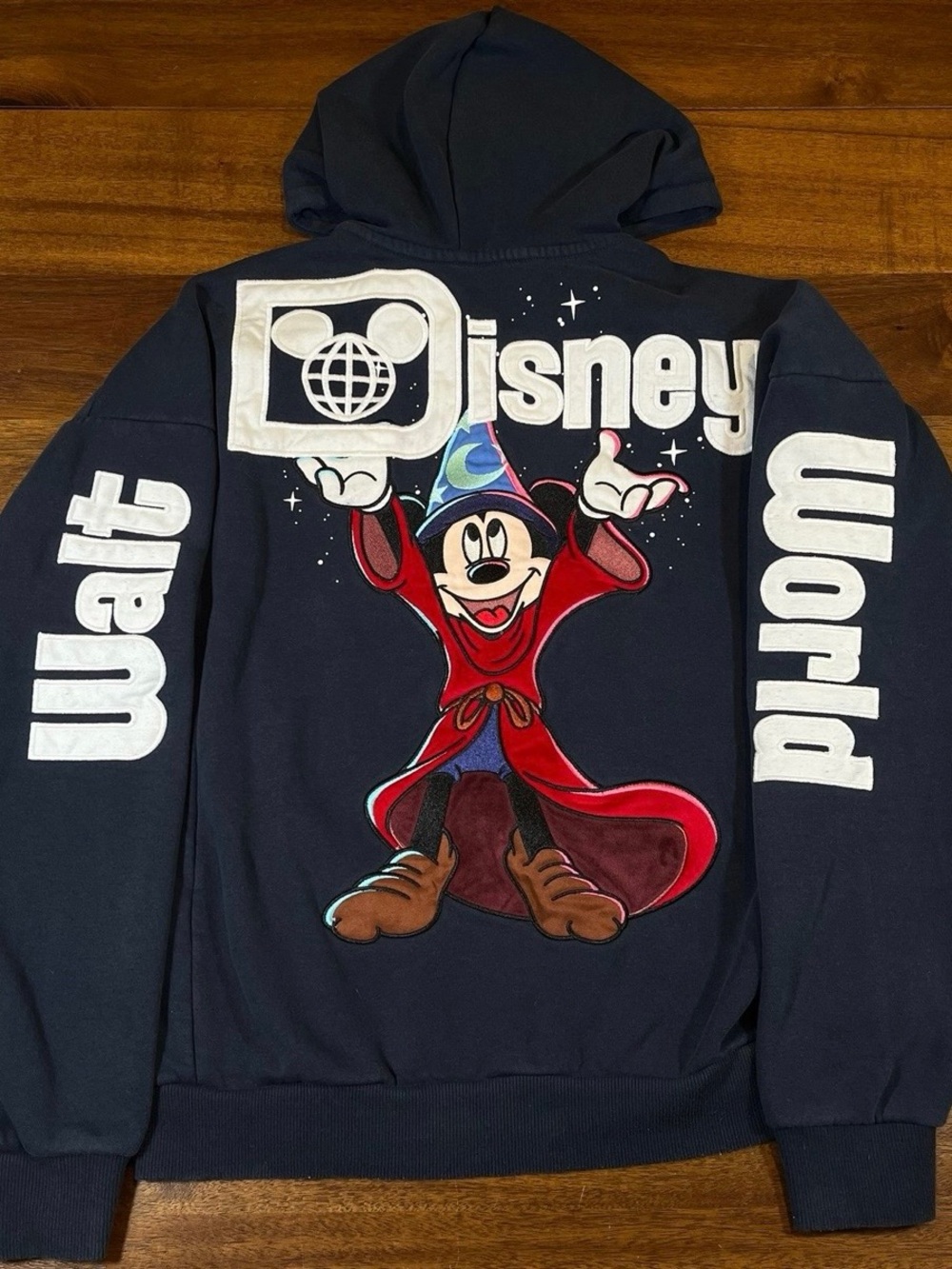 Disney Sorcerer Mickey Zip Up Hoodie - Navy with Red & Brown